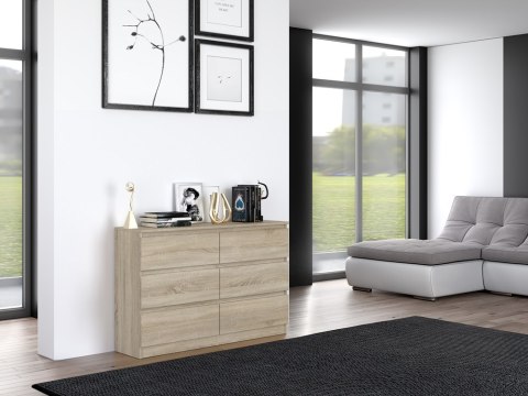 Komoda z szufladami Lilia L6 120 cm Duża Do Salonu Pojemna Dąb Sonoma