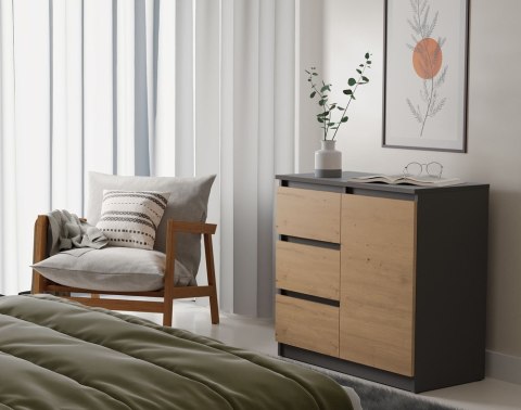 Komoda Szafka z Szufladami Antracyt Artisan do Salonu 80x75x40 Lilia 1D3S