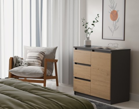 Komoda Szafka z Szufladami Antracyt Artisan do Salonu 80x75x40 Lilia 1D3S