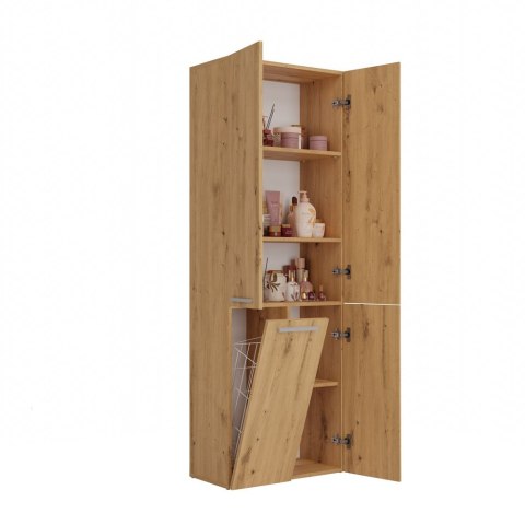 Szafka Łazienkowa Stojąca Słupek Dąb Artisan z koszem 60 cm Lena 1KDD