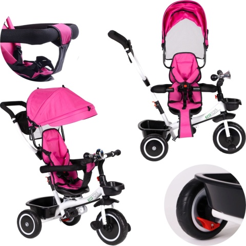 ROWER TRÓJKOŁOWY WÓZEK OBRACANE SIEDZISKO PINK ECOTOYS