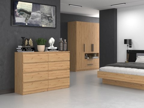 Komoda z szufladami Lilia L8 140 cm Duża Do Salonu Pojemna Dąb Artisan