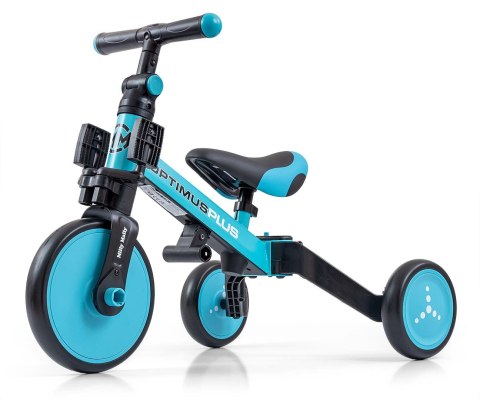 Rowerek 4w1 Biegowy Trójkołowy z Pedałami z Rączką Optimus Plus Blue Milly Mally