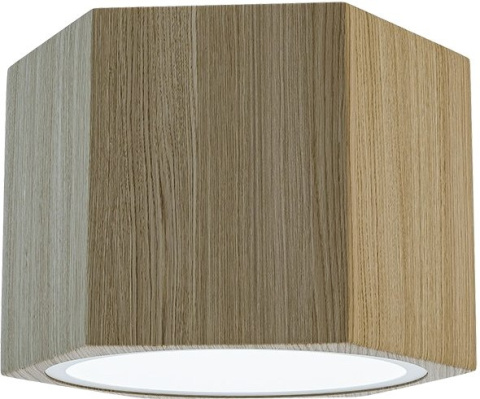 Dębowa lampa Hexa Spot ES111 GU10 dąb 8x12 CM