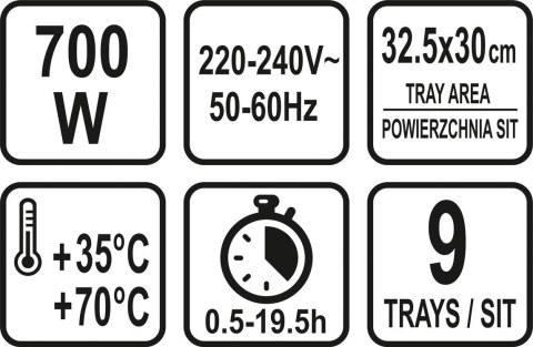 LUND SUSZARKA SPOŻYWCZA, 9 SIT, 600-700W.