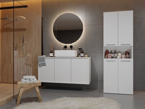 Szafka Łazienkowa Stojąca Słupek Biała Mat z koszem 60 cm Lena 2KDK