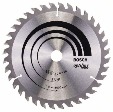 BOSCH PIŁA TARCZOWA-H OPTILINE WOOD 190*2,6*20/16 Z36