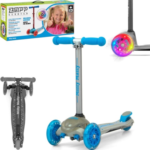 LEKKA HULAJNOGA TRÓJKOŁOWA SCOOTER ZAPP GREY OPCJA BALANSU ŚWIECĄCE KOŁA