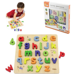 VIGA DREWNIANY EDUKACYJNY SORTER KSZTAŁTÓW LITERY ALFABET
