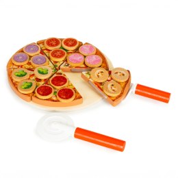 DREWNIANA PIZZA DO KROJENIA NA RZEPY DLA DZIECI 27 ELEMENTÓW