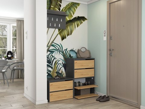 Szafka Na Buty Modułowa x2 Do Przedpokoju Schowek obuwie Antracyt 60x88x36