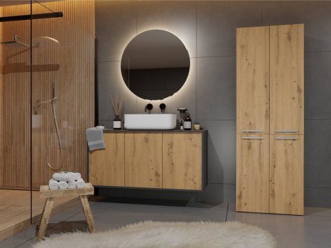 Szafka Łazienkowa Stojąca Słupek Antracyt Artisan z koszem 60 cm Lena 1KDD