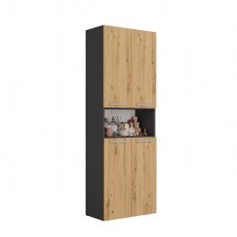 Szafka Łazienkowa Stojąca Słupek Antracyt Artisan z koszem 60 cm Lena 2KDK