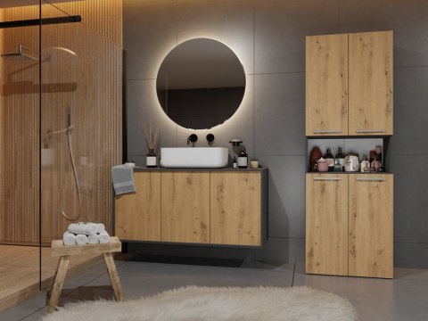 Szafka Łazienkowa Stojąca Słupek Antracyt Artisan z koszem 60 cm Lena 2KDK