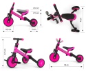 ROWEREK TRÓJKOŁOWY BIEGOWY Z PEDAŁAMI 3W1 OPTIMUS PINK PIANKOWE KOŁA 12m+