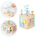 DREWNIANA KOSTKA EDUKACYJNA MANIPULACYJNA SORTER MULA KOŁA ZĘBATE ECOTOYS