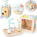 DREWNIANA KOSTKA EDUKACYJNA MANIPULACYJNA SORTER MULA KOŁA ZĘBATE ECOTOYS