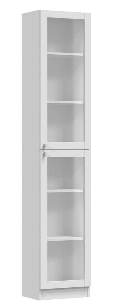 Regał na Książki Biały Szafka Witryna z szybą Półki 40cm Zamknięty Tala 2SZ