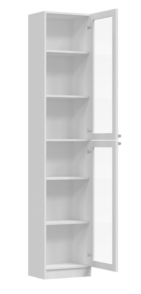 Regał na Książki Biały Szafka Witryna z szybą Półki 40cm Zamknięty Tala 2SZ