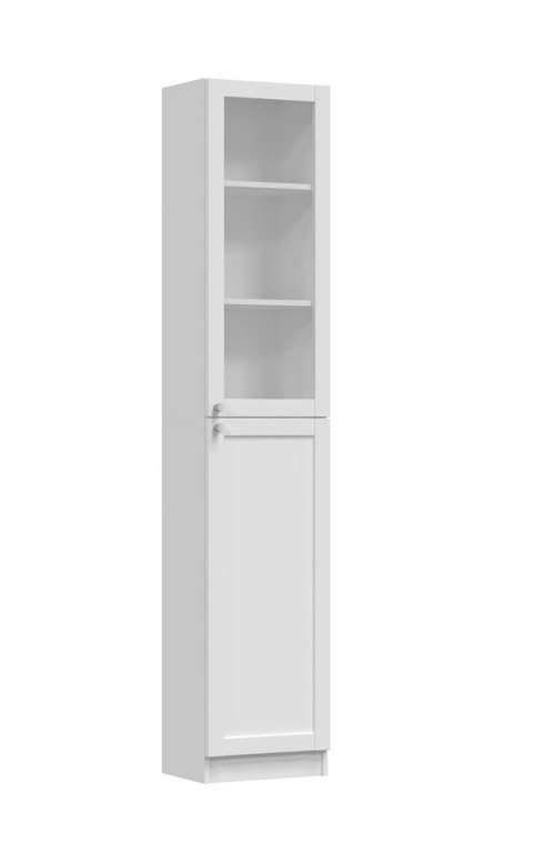 Regał na Książki Biały Szafka Witryna z szybą Półki 40cm Zamknięty Tala 1SZ
