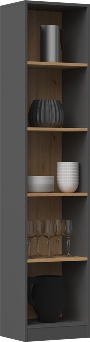 Regał Na Książki Segregatory Półka x5 Biurowy Do Salonu R40CM Antracyt Art