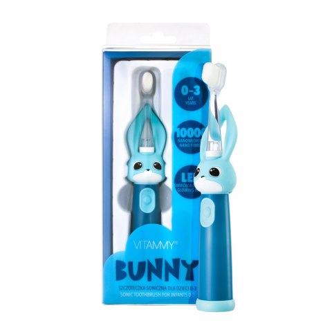 Vitammy Bunny Blue Szczoteczka soniczna do zębów dla dzieci 0-3 lat z nanowłóknami i LED