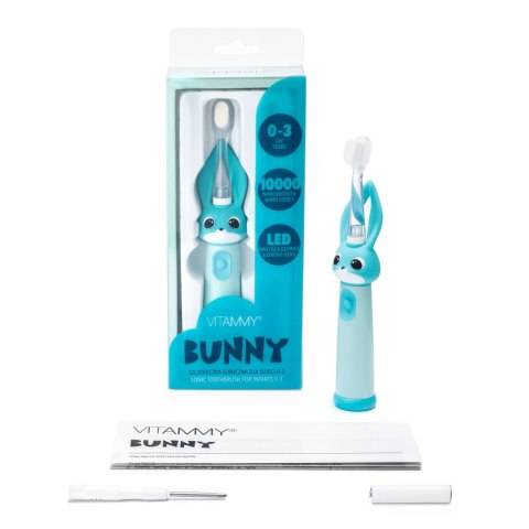 Vitammy Bunny Light Blue Szczoteczka soniczna dla dzieci 0-3 lata ze światełkiem LED i nanowłóknami