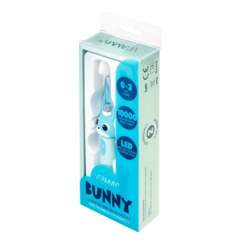 Vitammy Bunny Light Blue Szczoteczka soniczna dla dzieci 0-3 lata ze światełkiem LED i nanowłóknami