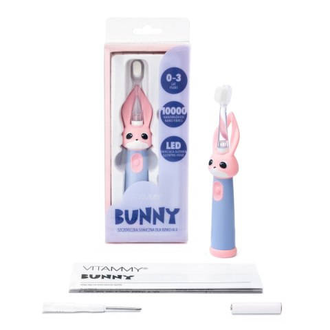 Vitammy Bunny Pink Szczoteczka soniczna dla dzieci 0-3 lata ze światełkiem LED i nanowłóknami