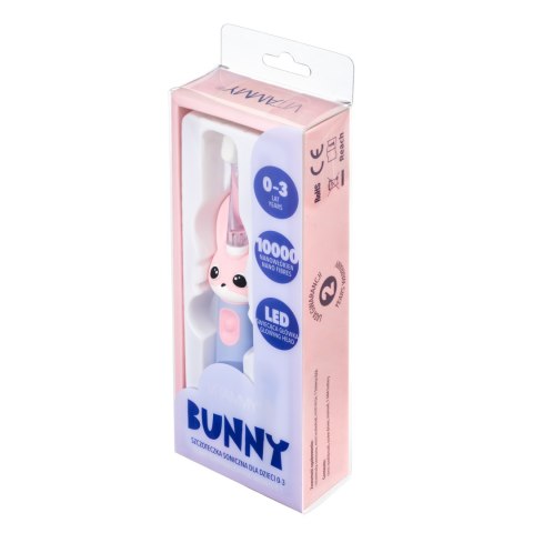 Vitammy Bunny Pink Szczoteczka soniczna dla dzieci 0-3 lata ze światełkiem LED i nanowłóknami