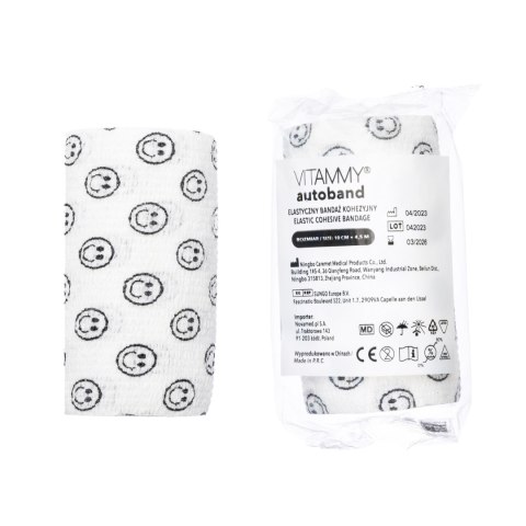 Vitammy Autoband białe buźki 10cm x 450cm Elastyczny bandaż kohezyjny samoprzylepny