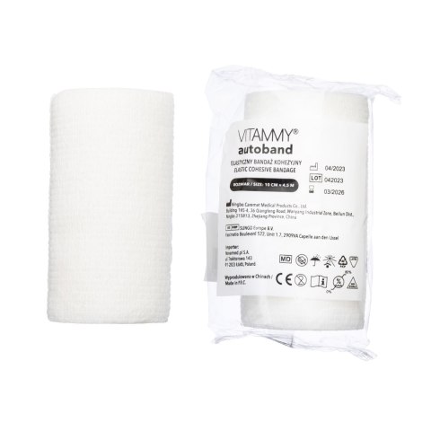 Vitammy Autoband kolor biały 10cm x 450cm Elastyczny bandaż kohezyjny samoprzylepny