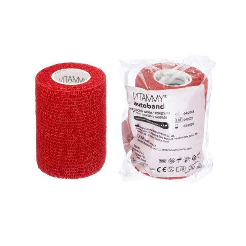 Vitammy Autoband kolor czerwony 7,5cm x 450cm Elastyczny bandaż kohezyjny samoprzylepny