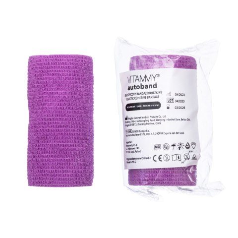 Vitammy Autoband kolor fioletowy 10cm x 450cm Elastyczny bandaż kohezyjny samoprzylepny