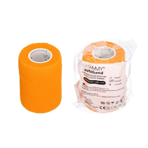 Vitammy Autoband kolor pomarańczowy 7,5cm x 450cm Elastyczny bandaż kohezyjny samoprzylepny
