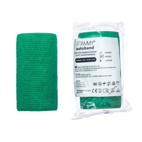 Vitammy Autoband kolor zielony 10cm x 450cm Elastyczny bandaż kohezyjny samoprzylepny