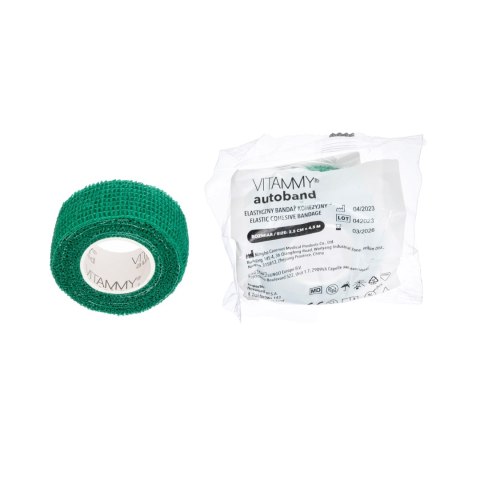 Vitammy Autoband kolor zielony 2,5cm x 450cm Elastyczny bandaż kohezyjny samoprzylepny
