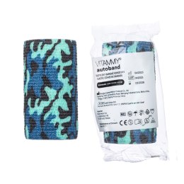 Vitammy Autoband niebieskie moro 10cm x 450cm Elastyczny bandaż kohezyjny samoprzylepny