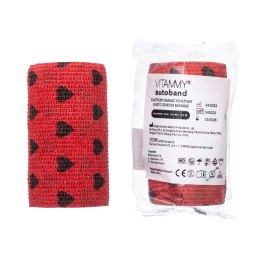 Vitammy Autoband serduszka czarne 10cm x 450cm Elastyczny bandaż kohezyjny samoprzylepny
