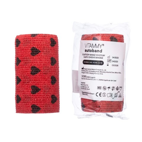 Vitammy Autoband serduszka czarne 10cm x 450cm Elastyczny bandaż kohezyjny samoprzylepny