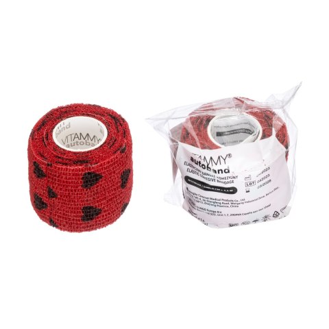 Vitammy Autoband serduszka czarne 5cm x 450cm Elastyczny bandaż kohezyjny samoprzylepny