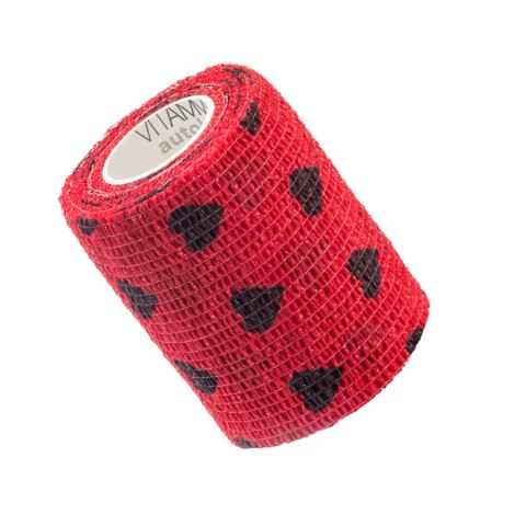 Vitammy Autoband serduszka czarne 7,5cm x 450cm Elastyczny bandaż kohezyjny samoprzylepny