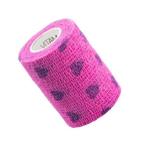 Vitammy Autoband serduszka fioletowe 7,5cm x 450cm Elastyczny bandaż kohezyjny samoprzylepny