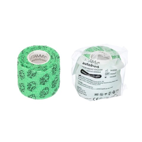 Vitammy Autoband zielone buźki 5cm x 450cm Elastyczny bandaż kohezyjny samoprzylepny