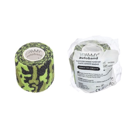 Vitammy Autoband zielone moro 5cm x 450cm Elastyczny bandaż kohezyjny samoprzylepny