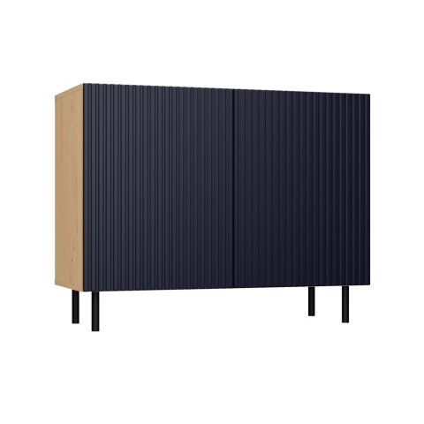 Komoda Ryflowana Szafka na nóżkach 4 półki drzwi Dąb Artisan+Granat 78x100
