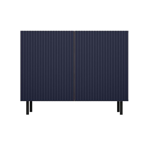 Komoda Ryflowana Szafka na nóżkach 4 półki drzwi Dąb Artisan+Granat 78x100