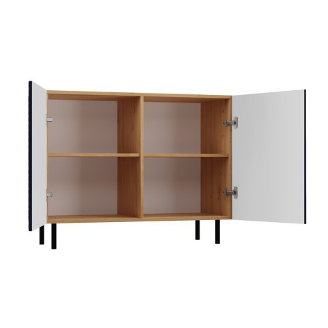 Komoda Ryflowana Szafka na nóżkach 4 półki drzwi Dąb Artisan+Granat 78x100