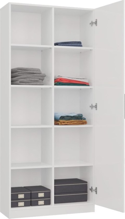 Regał Na Książki Segregatory Półka x10 Biurowy Do Salonu Radek 80 cm Biały