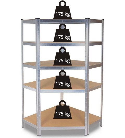 Regał Magazynowy Metalowy Do Piwnicy Garażu 5 Półek max 875 kg 90x180x30